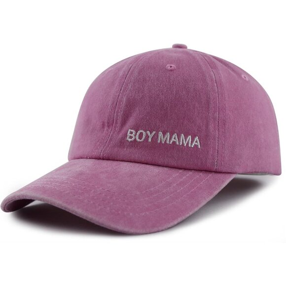 Women's Boy Mama Pink Embroidered Adjustable Buckle Closure Cotton Baseball Cap - Picture 1 of 6